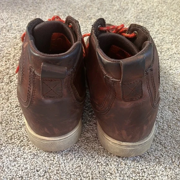 Men’s brown leather Harley Davidson lace up high top shoes. Size 10. - Picture 3 of 11